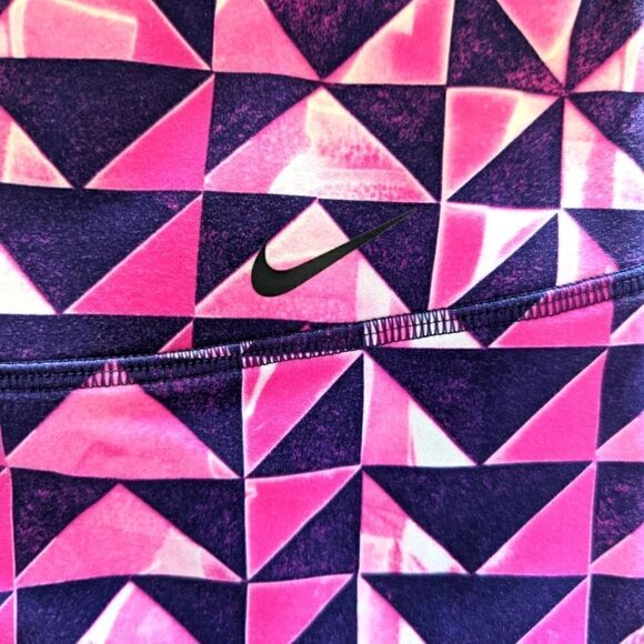 Nike Dri-Fit Capri Geometric Print Pink Purple Leggings SM Barbiecore - Picture 8 of 14